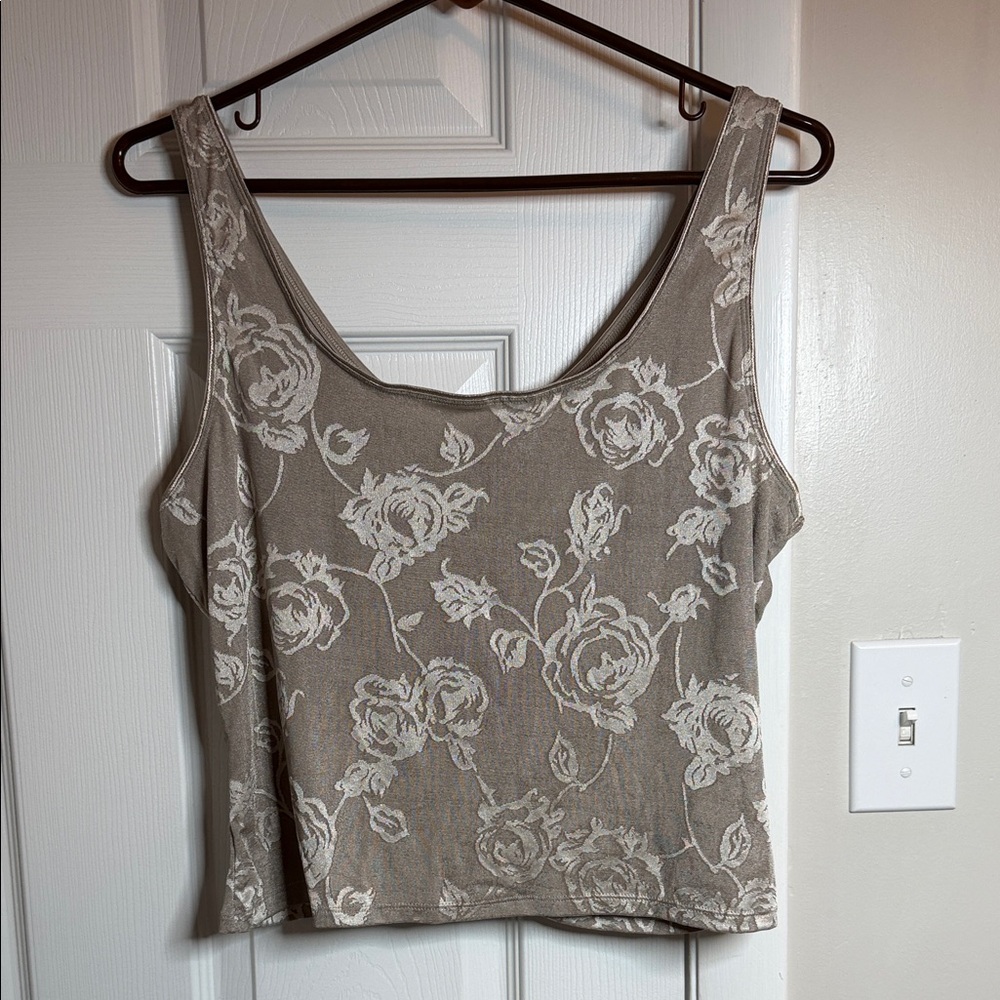 Vintage Olga Tan Floral Crop Top